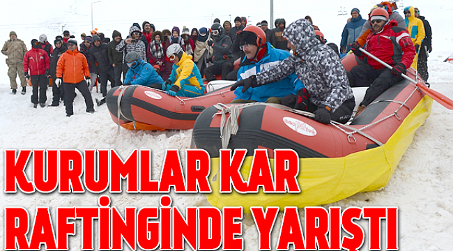 Erzurum'da kar raftingi yarışması