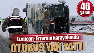 Buzlanan yolda otobüs yan yattı: 46 yaralı