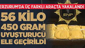Erzurum’da 56 kilo 450 gram uyuşturucu ele geçirildi