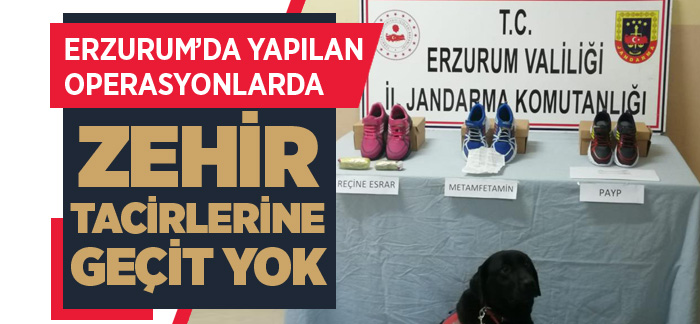 Erzurum’da yapılan operasyonlarda uyuşturucuya geçit verilmedi