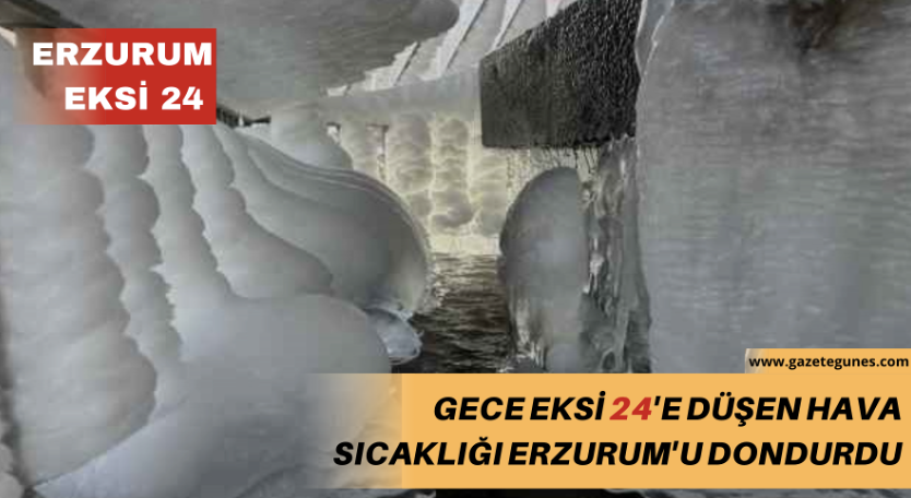 Gece eksi 24'e düşen hava sıcaklığı Erzurum'u dondurdu